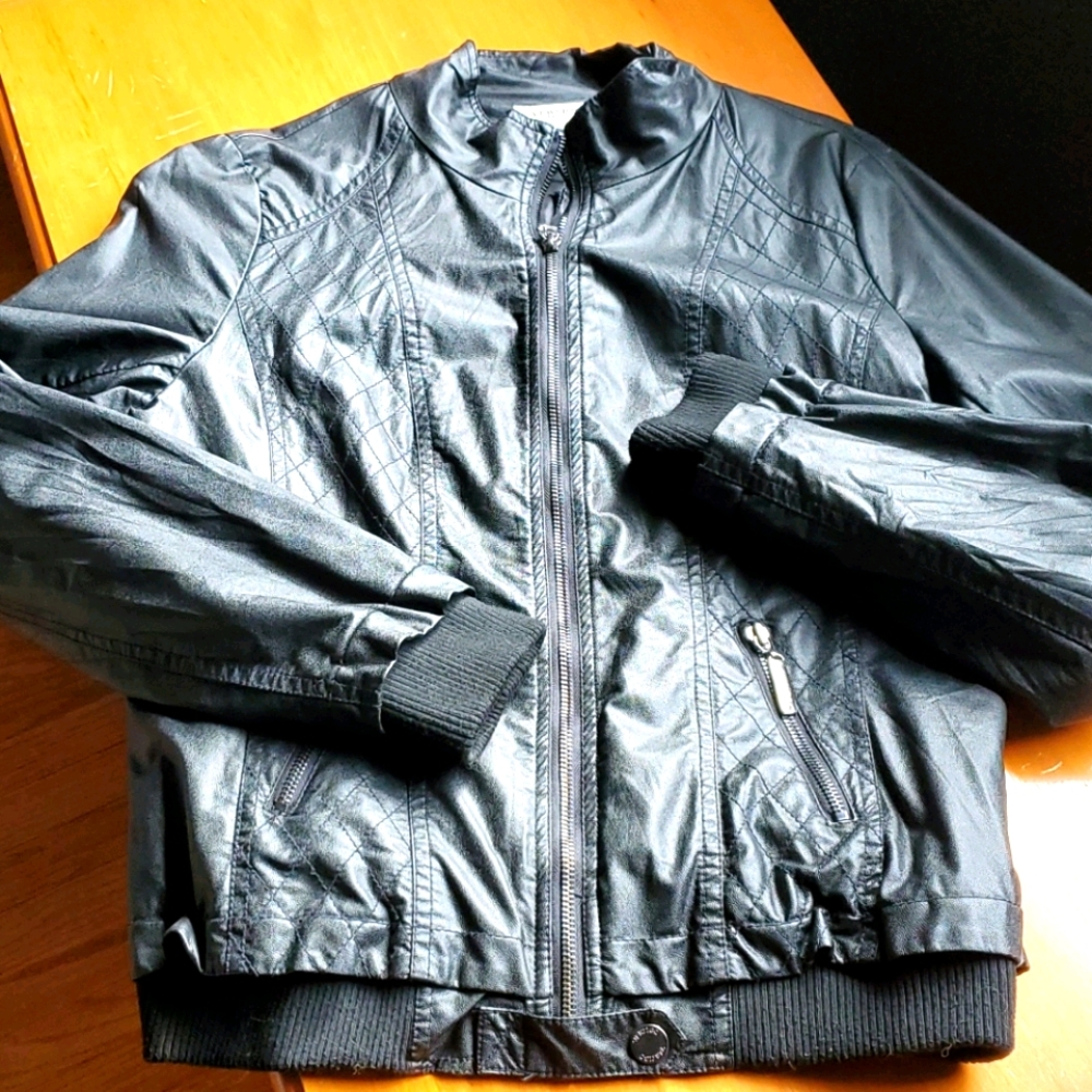 Vegan Leather Bomber Jacket Medium